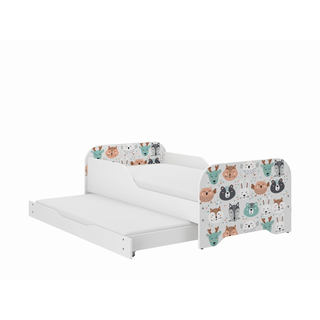 Παιδικό Κρεβάτι Miki 2 in 1 με Συρτάρι & 2η θέση ύπνου 160 x 80 cm + Δώρο 2 Στρώματα - Animals