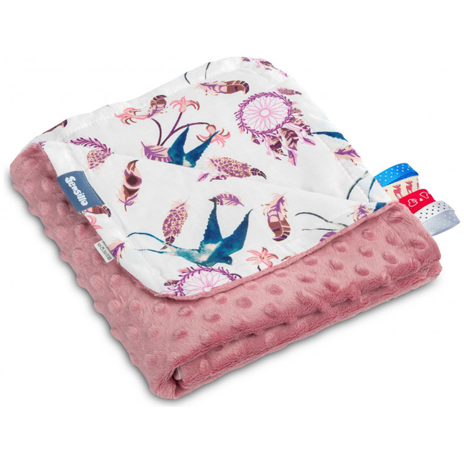 Sensillo Mikny Blanket 75 x 100 cm Retro Pink Birds 4309