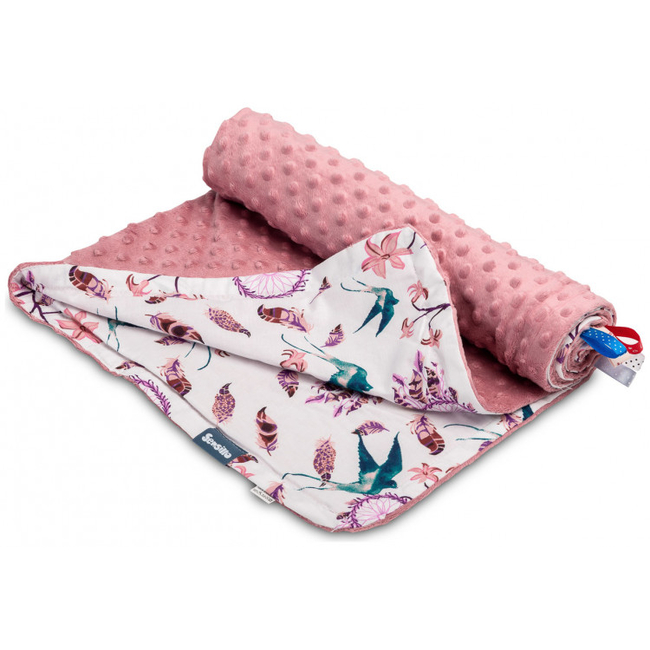 Sensillo Mikny Blanket 75 x 100 cm Retro Pink Birds 4309