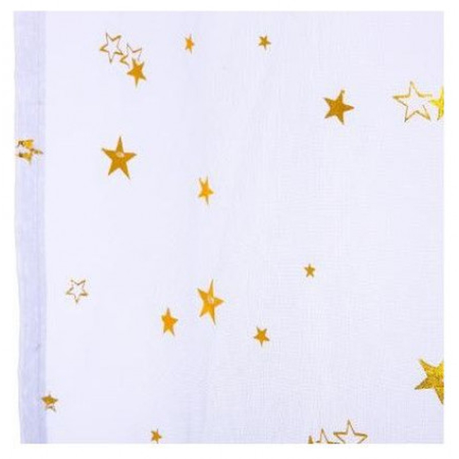 Atmosphera Polyester Διάφανη Κουρτίνα Με κρίκους Για Παιδικό Δωμάτιο 140x250 White gold stars 127188