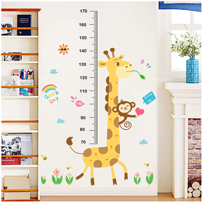 Wall Stickers For Kids Room Height Chart Growth Measurement Chart Monkey Giraffe X001ACJABP