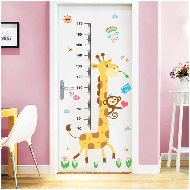 Wall Stickers For Kids Room Height Chart Growth Measurement Chart Monkey Giraffe X001ACJABP