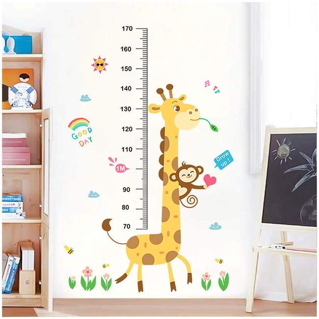 Wall Stickers For Kids Room Height Chart Growth Measurement Chart Monkey Giraffe X001ACJABP