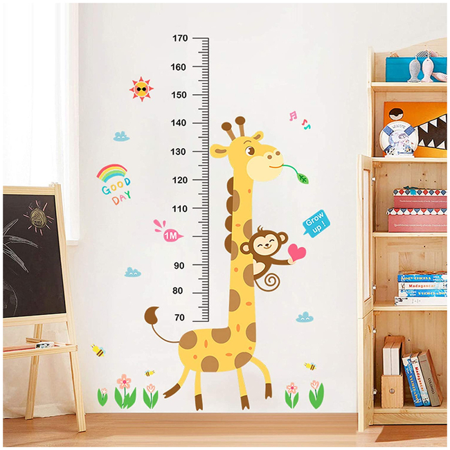 Wall Stickers For Kids Room Height Chart Growth Measurement Chart Monkey Giraffe X001ACJABP