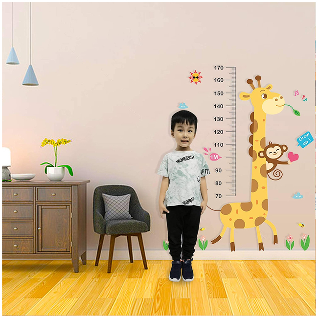 Wall Stickers For Kids Room Height Chart Growth Measurement Chart Monkey Giraffe X001ACJABP