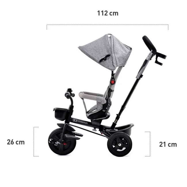 Kinderkraft Aveo Foldable Children Tricycle 9-60 months Malachite Grey KRAVEO00GRY0000