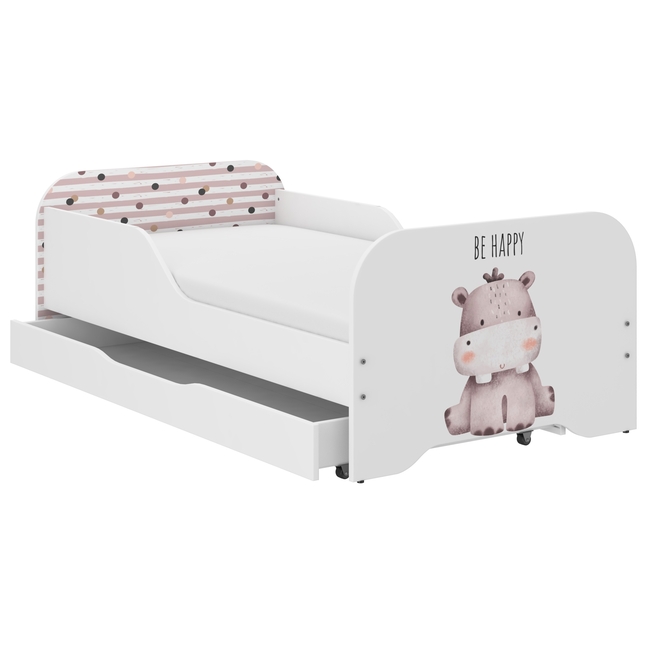Toddler Children Kids Bed Including Mattress + Drawer 160x80 - Hippo Safari