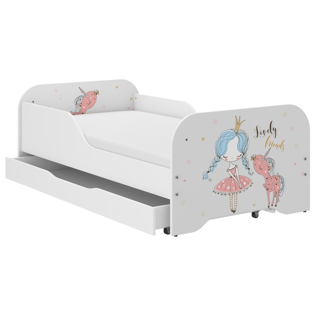 Miki Toddler Children Kids Bed Including Mattress + Drawer 160x80 - Lovely Friends