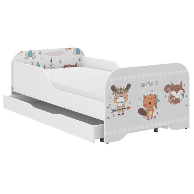 Toddler Children Kids Bed Including Mattress + Drawer 160x80 - Wild and Free