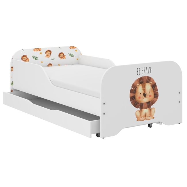 Toddler Children Kids Bed Including Mattress + Drawer 160x80 - Lion
