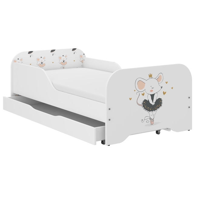 Toddler Children Kids Bed Including Mattress + Drawer 160x80 - Mice