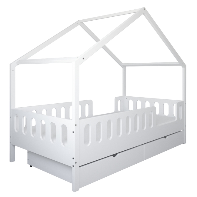 Montessori Olaf Children's Bed Leo 90x200 with Drawer White