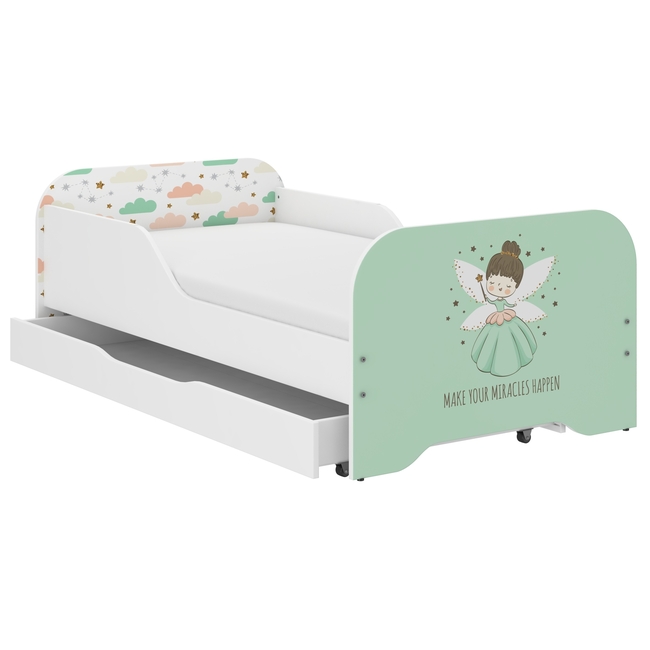 Toddler Children Kids Bed Including Mattress + Drawer 160x80 - Fairy