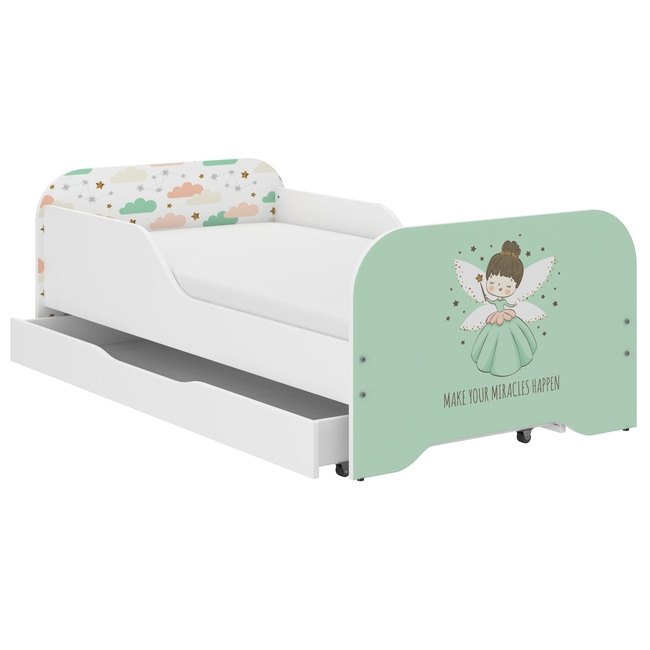 Παιδικό Κρεβάτι Miki 160 x 80 cm με Συρτάρι + Δώρο Στρώμα - Fairy