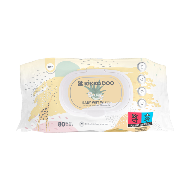 Kikka Boo Βρεφικά υγρά μαντηλάκια Aloe Vera & Χαμομήλι 80τμχ με καπάκι 31301020012