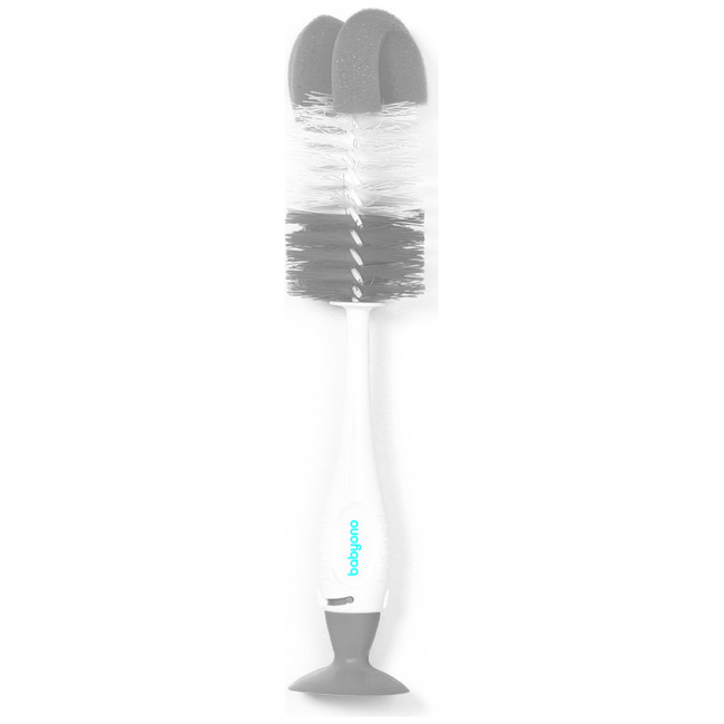 Babyono Brush with suction self supporting for bottles and nipples Grey BN728/04