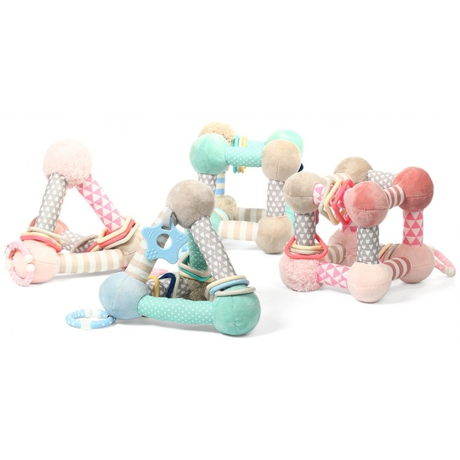 Babyono Educational game Pyramid with different textures and rings - Pink (BN898/01)