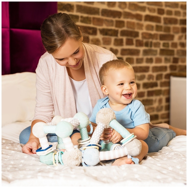 Babyono Educational game Pyramid with different textures and rings - Pink (BN898/01)