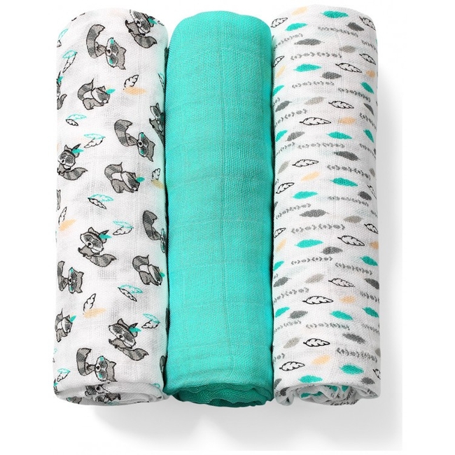 BabyOno Set of 3 soft muslin diapers from Bamboo and Cotton 70 x 70 cm (BN397/06)