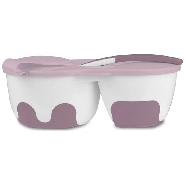 Babyono Set bowl with two chambers and teaspoon 350ml Pink BN1067/02