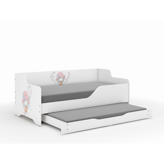 Παιδικός Καναπές Κρεβάτι Lilu 2 σε 1 160 x 80 cm με Συρτάρι & 2η θέση ύπνου 160 x 80 cm + Δώρο 2 Στρώματα - Balloon Girl