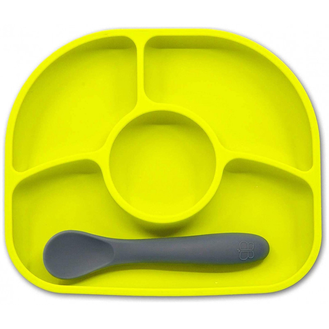 Bbluv Yumi Non-Slip Silicone Divided Plate & Spoon Lime B0153-L