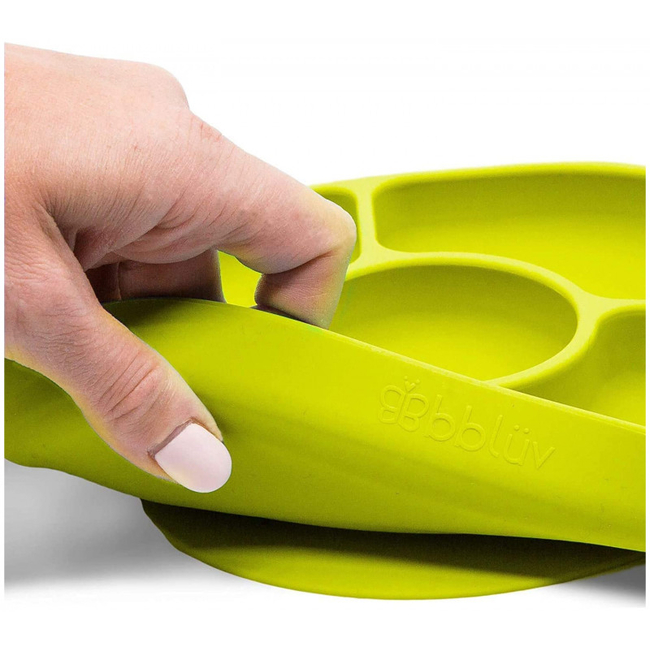 Bbluv Yumi Non-Slip Silicone Divided Plate & Spoon Lime B0153-L