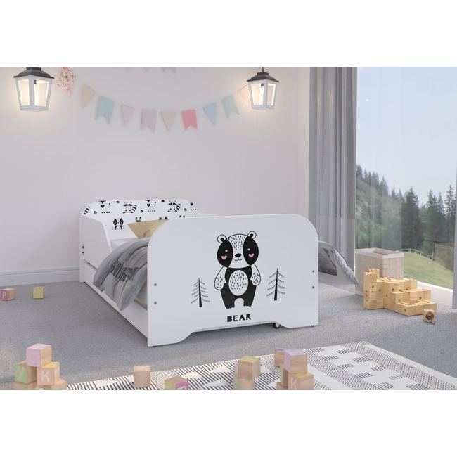 Toddler Children Kids Bed Including Mattress + Drawer 160x80cm - Bear