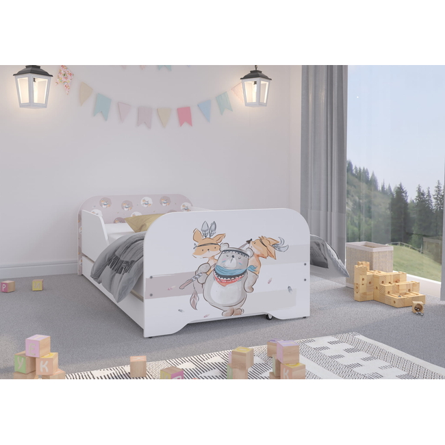 Toddler Children Kids Bed Including Mattress + Drawer 160x80cm - Bear Fox