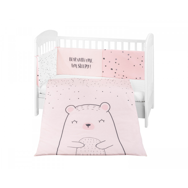 Kikka Boo Jersey Σετ Προίκας μωρού για Κούνια 2 τμχ 70x140cm Bear with me Pink 41101020113