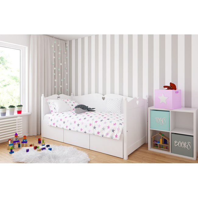 Bella Children's Bed with Three Drawers 90x200 cm White