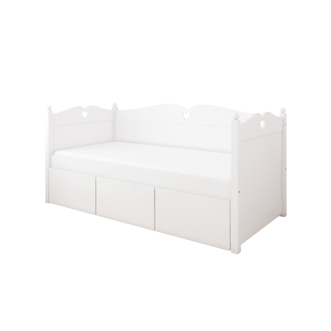 Bella Children's Bed with Three Drawers 90x200 cm White