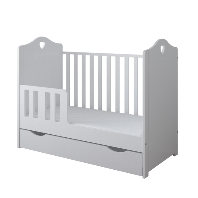 Baby Cradle Bella 2 in 1 for mattress 60x120 cm with Drawer White