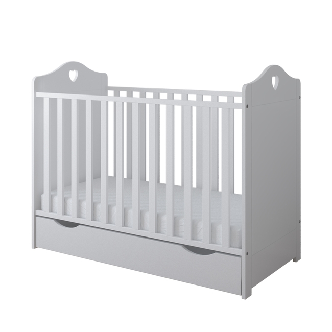 Baby Cradle Bella 2 in 1 60x120cm (GIFT Mattress Drawer Safety Barrier) White
