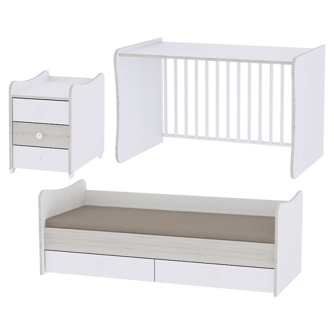 Bertoni Lorelli Maxi Plus Baby Cot Tranformable Bed - Blue Elm (10150300033A)