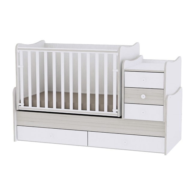 Lorelli Maxi Plus Baby Cot Tranformable Bed - White Light Oak (10150300036A)