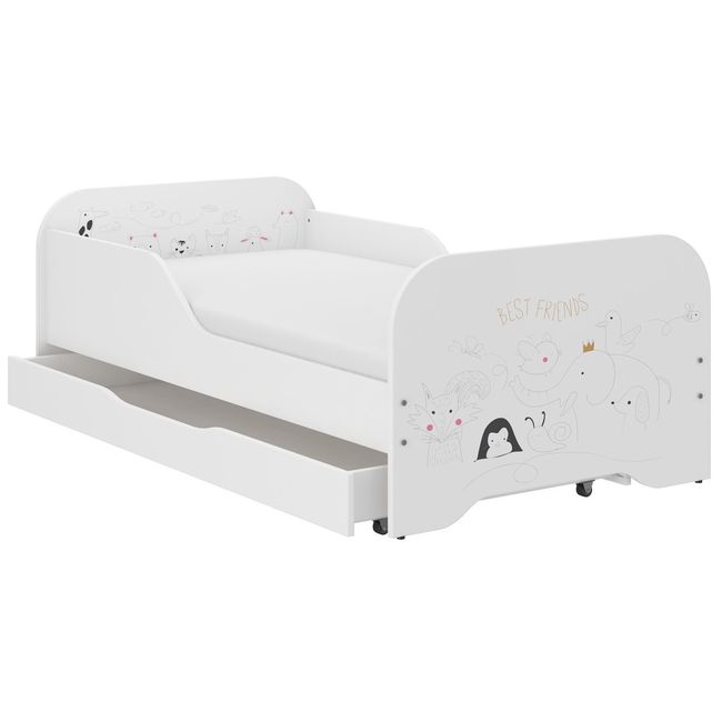 Toddler Children Kids Bed Including Mattress + Drawer 160x80cm - Best Friends