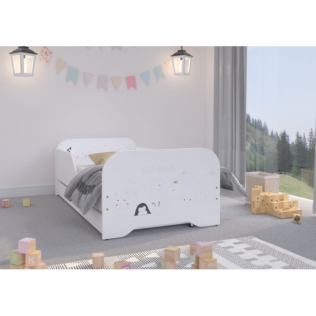 Toddler Children Kids Bed Including Mattress + Drawer 160x80cm - Best Friends