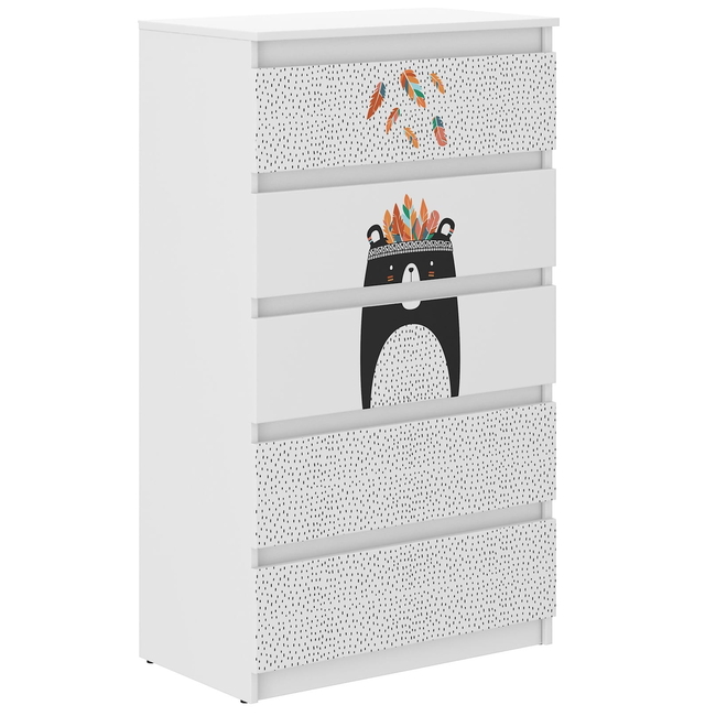 Children's Chest of Drawers R5 70x40x121cm Black & White