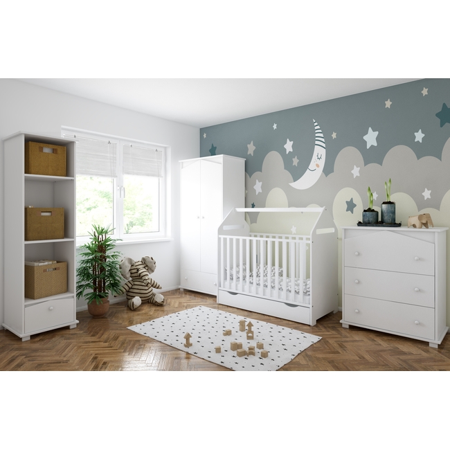 Baby Cradle House 2 in 1 for mattress 60x120 cm with Drawer White