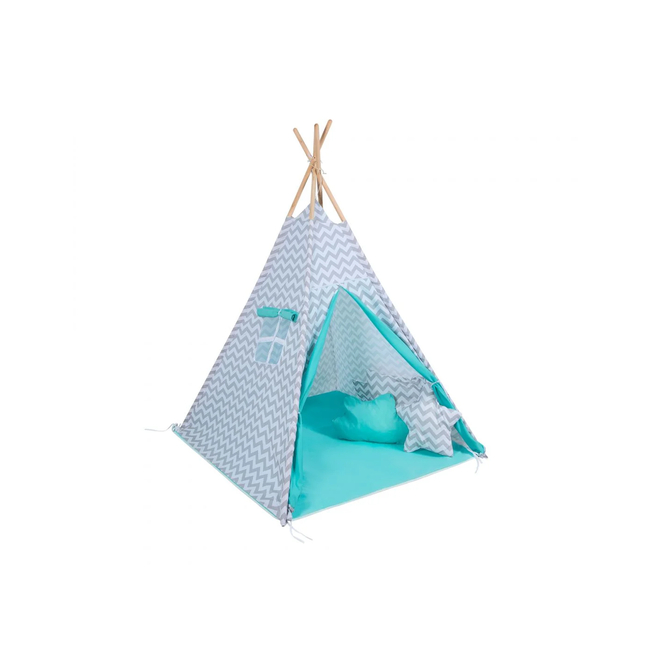 Baby Adventure Teepee Children's Tent 120x120x165 Gray Wave Mint BR75593