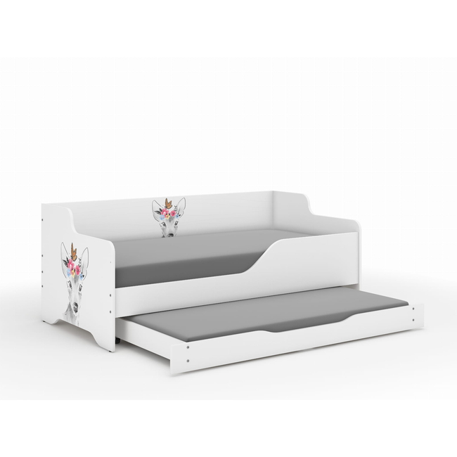 Lilu Children's Bed & Sofa 2 in 1 160 x 80 cm with Drawer + Free Mattress - Butterfly Deer