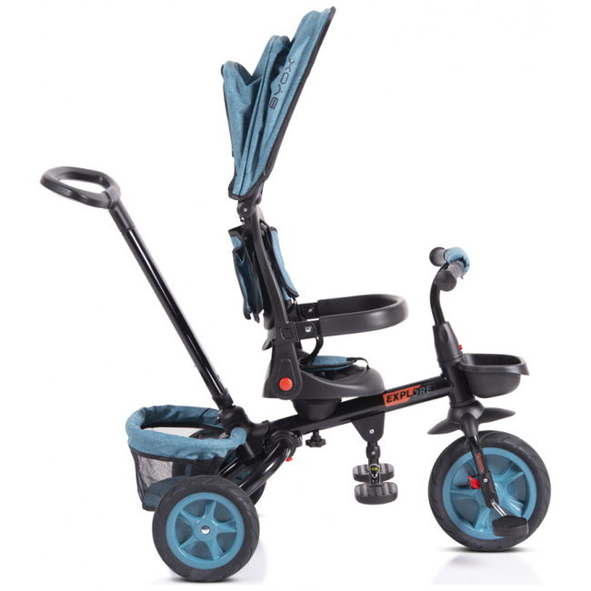 Byox Explore Folding Tricycle with Swivel Seat & Accessories Turquoise 3800146231071