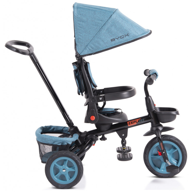 Byox Explore Folding Tricycle with Swivel Seat & Accessories Turquoise 3800146231071