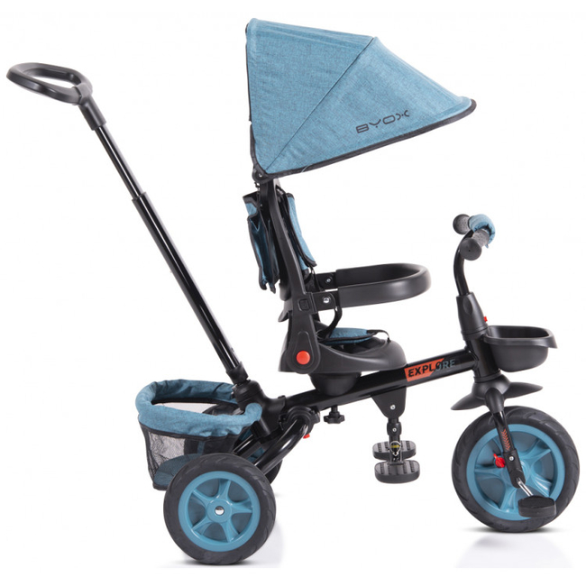 Byox Explore Folding Tricycle with Swivel Seat & Accessories Turquoise 3800146231071