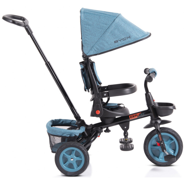 Byox Explore Folding Tricycle with Swivel Seat & Accessories Turquoise 3800146231071