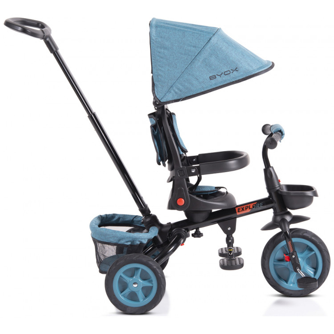 Byox Explore Folding Tricycle with Swivel Seat & Accessories Turquoise 3800146231071