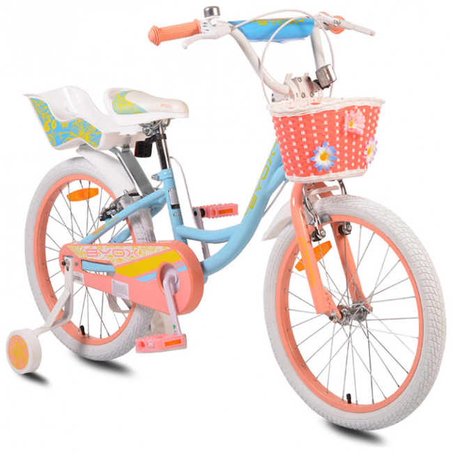Byox Fashion 20" Παιδικό Ποδήλατο Καλαθάκι 2η Θέση Κουδουνάκι Βοηθητικές 8 έως 12 ετών Blue 3800146201807 (Δώρο περικάρπια επιαγκωνίδες επιγονατίδες)