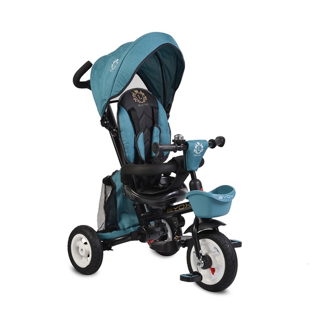 Byox Flexy Lux Τρίκυκλο Πτυσσόμενο Ποδήλατο Περιστρεφόμενο Κάθισμα 360° Ανάκλιση Πλάτης - Turquoise (3800146230302) (Δωρο 2 Φωτα Led)