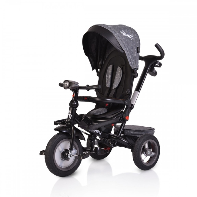 Byox Jockey Air Wheels Children Tricycle Reversibe Seat Music Tray - Grey Stars (3800146242916)